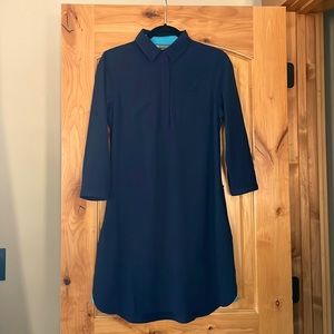 Title Nine Dress Navy Blue Long Sleeve Size Small with Zip Pockets